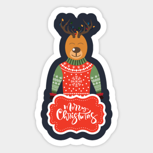 Merry Christmas Reindeer Sticker